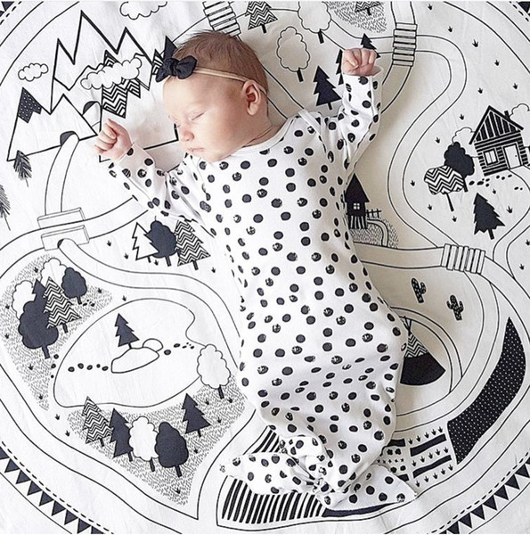New INS Children Soft Round Game Mats 2016 Kids Cotton Crawling Blanket Play Game Indoor Outdoor Mat Baby Room Decoration Round Game Carpet