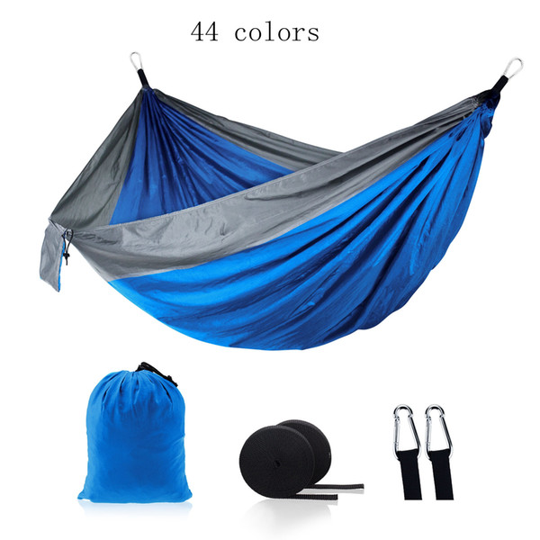 44 colors Outdoor Camping Hammock Collapsible Indoor Swing Double Person Parachute Nylon Sturdy Patchwork 270*140cm MMA1947-1