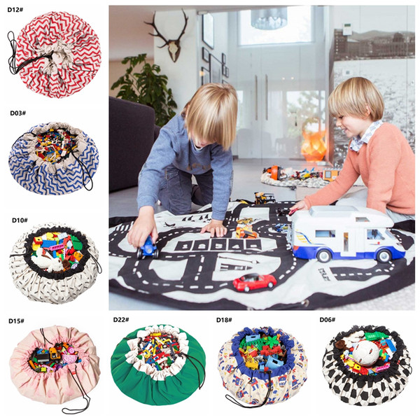 Printed Toy Quick Storage Bag 27 Styles 140cm Portable Kids Large Capacity Drawstring Pouch Play Mat Blanket Rug Organizer Bag LJJO7019-22