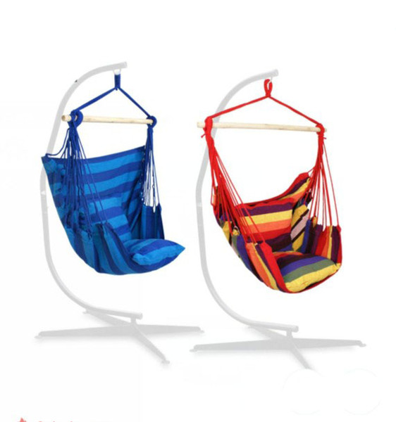 Hanging rope chair-hanging hammock chair-porch swing set-with two cushions-Patio Camping Portable Stripe chair -stand is not included