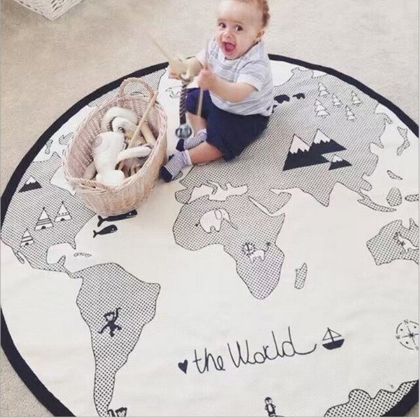 INS Round Map Pattern Baby Blanket Play Mat Kid Crawling Carpet baby Bedding Stroller Blanket best Children Room decration