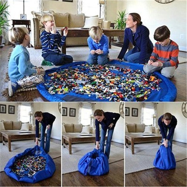 150cm Large Portable Play Mat Toy Storage Bags For Kids Children Infant Baby Playing Mat Organizer Blanket Rug Boxes b1539