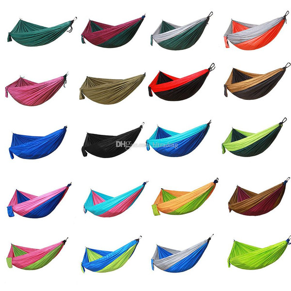 260*140CM Portable Lightweight 2 Person Parachute Hammock With Nylon Rope Hammocks For Hiking Travel Backpacks 22 colors C5222