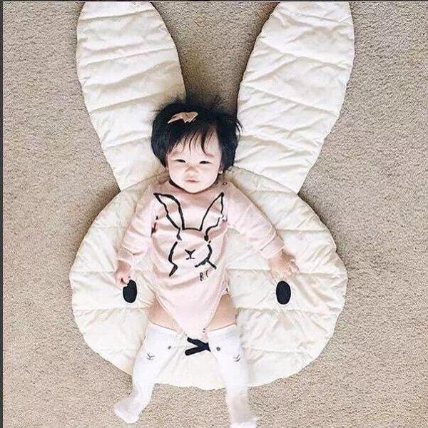 New Soft Baby Padded Play Game Mats Rabbit Crawling Blanket Floor Carpet Kids Room Hot INS Children Round Rugs Creeping Mat Large 106*68CM
