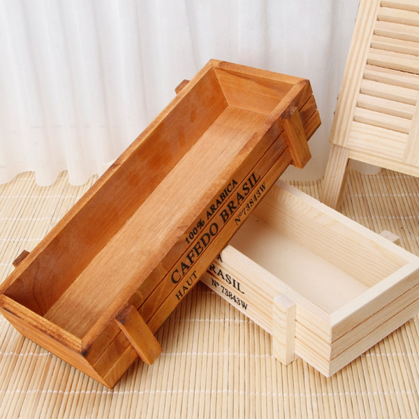 Garden Plant Pot Decorative Vintage Wooden case Garden Flower Planter Succulent Pot Rectangle Trough Box Plant Gardening Device