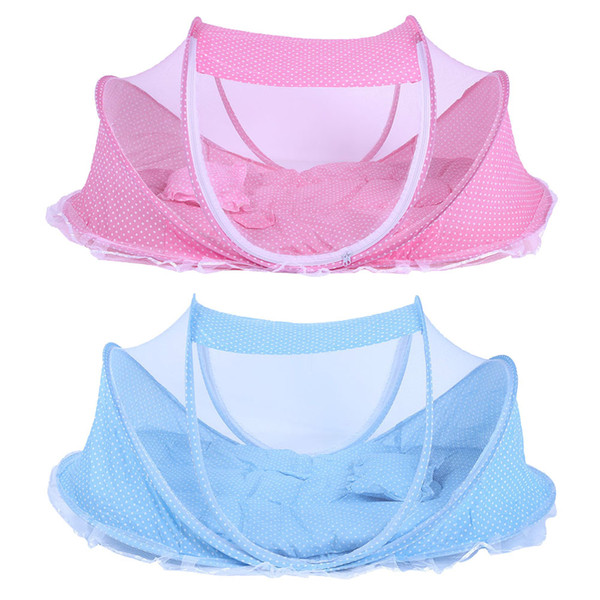 Folding Cradle Baby Netting Bed Sleep Cushion Pillows Portable Crib Collapsible Anti-Mosquito Insect Netting Bed