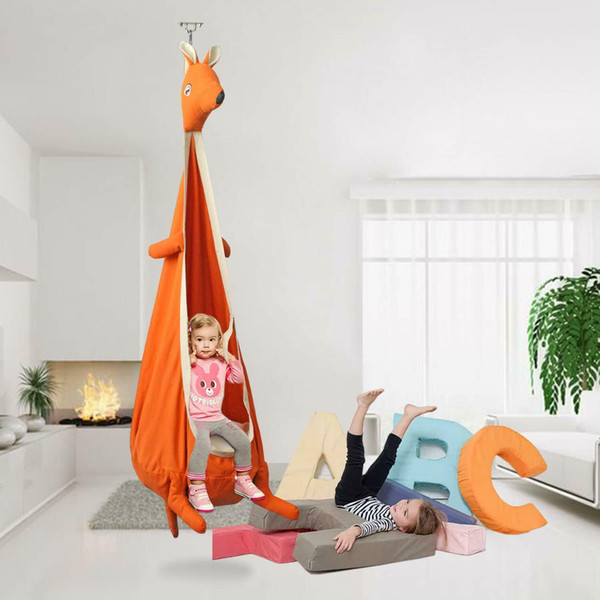 Kangaroo Swing Chair Hammocks Indoor Outdoor Hanging Seat Kids Swing Seat Garden Furniture Cartoon Swing Nursery Furniture CCA11696 1pcs