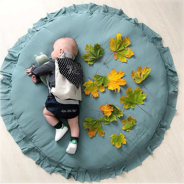 Ins Round Flower Ruffles Rug for Children Fashion Play Mat Baby Cotton Crawling Carpet Diameter 41inch Toddler Tent Accessories