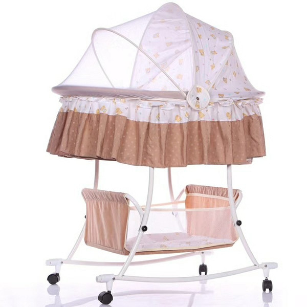 Baby Cradle Bed Multi-function Child Baby Rocking Bed Foldable with Roller Sleeping Bassinet Crib