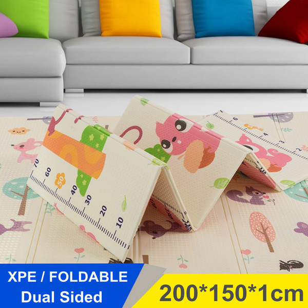 Xpe Foldable Baby Kids Floor Play Mats Cartoon Infant Picnic Cushion Crawling Fitness Pad Children Gifts 200x150cm Waterproof J190508
