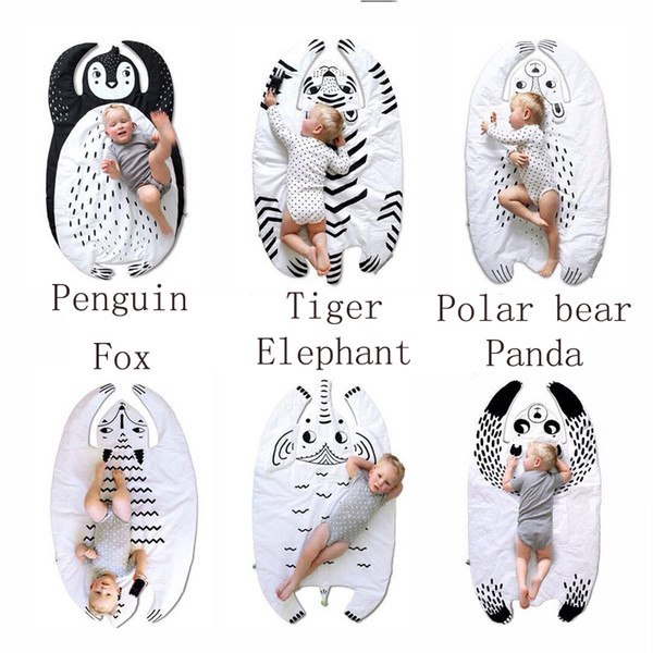 INS New arrival Europe Baby rugs fox tiger panda style playmats lovely for gril boys room Carpet Crawling mat cotton game quilt 6style
