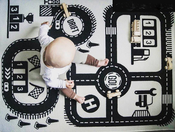 Ins Auto Speedway Castle Children North European Fashion Play Mat Baby Crawling Carpet Size 55 by 35inch