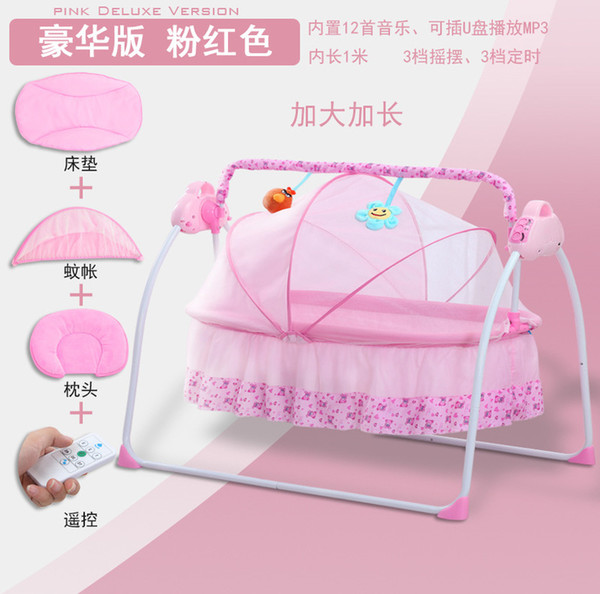 Large Electric Baby Cradle with Music Sleeping Artifact Portable Foldable Crib Baby Rocking Chair Bassinet