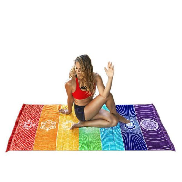 70*150cm Polyester Beach Towel Blanket Unisex Yoga Towel Rainbow Color Bohemian Beach Towel Beach Shawl Kids Playmats CCA11125 20pcs