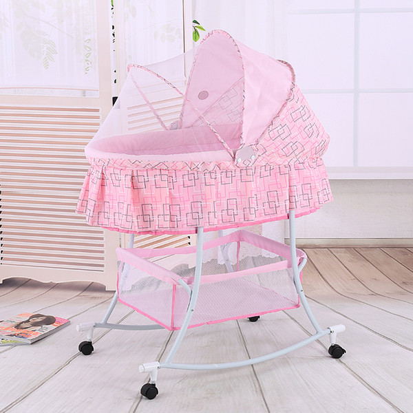 Free shipping Metal Baby Crib Rocking Bed Baby Cradle Cot & Stroller With With Fabric Mosquito Net Infant Crib Bed
