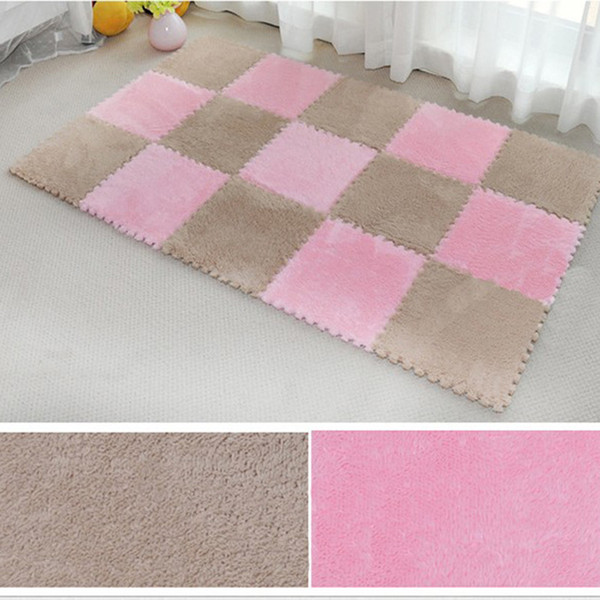 Plush Eva Foam Interlocking Mats Floor Baby Kids Play Bedroom Office Mat Jigsaw Mat plush fabric Carpet Area Rug Room Floor Mats Free Shippi