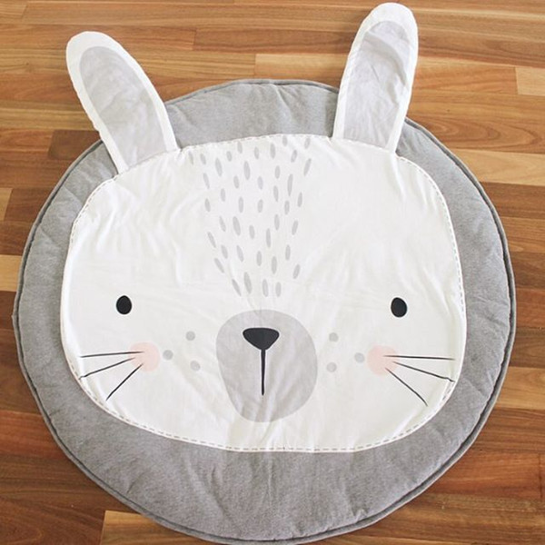 Baby Cotton Playmat Kids Toy Cartoon Lion Rabbit Animals Non-slip Bottom Portable Carry Playing Mats Room Decor Floor Mat 95cm