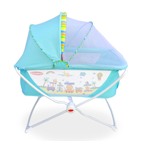 Multifunctional Portable Baby Shaker Crib Baby Cradle Foldable Game Bed with Mosquito Net Rocker Crib 0-24 Months