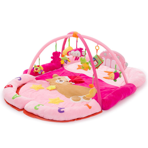 Fun Bear Piano Fitness Rack With Musical Rattle Newborn Baby Multifunction Activity Play Mat Educational Baby Sports Toys