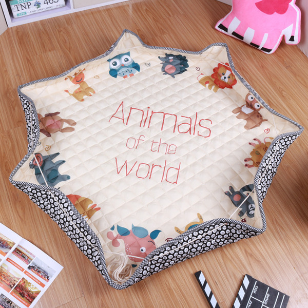 Easter gift Rabbit cotton play mat Portable Folding Cartoon giraffe Round Kids Baby Crawling Pad Outdoor Toys Storage Bags Organizer 145cm