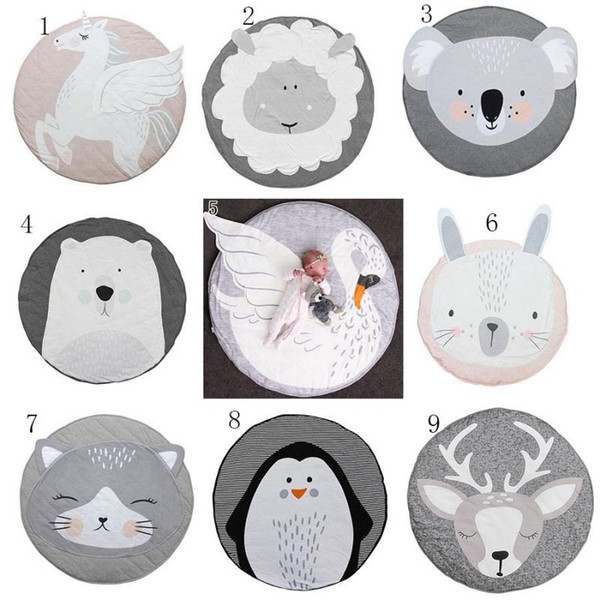 INS Baby Creeping Mats Fox deer Unicorn Rabbit lion swan Play Game Mat Decorative Crawling Blanket Kids Floor Carpet 13 styles MMA1274 30pcs