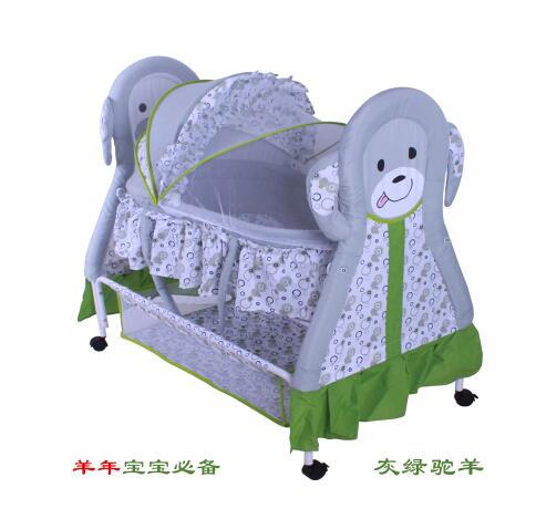 Three Colors Good Quality Manual Animal Carton Image Baby Bed Baby Cradle Including Mosquito Net And Sleeping Basket