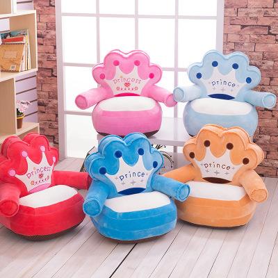 Baby Kids Only Cover NO Filling Cartoon Crown Seat Children Chair Neat Puff Skin Toddler Children Cover for Sofa Best Gifts