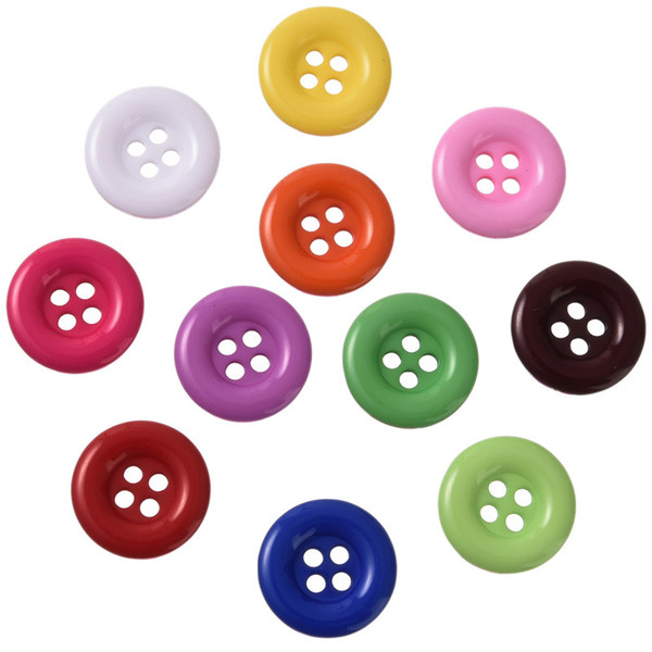 Hot 300 PCS Mixed Color 4 Holes Round Resin Sewing Buttons 18mm KnopfDIY Accessories
