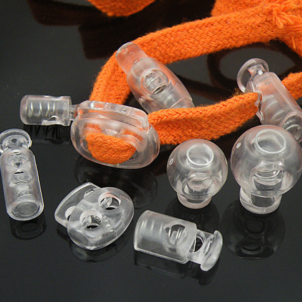 100pcs/lot Cord Lock Plastic Stopper Cord End Toggle Clip Transparent Clear Frost Shoelace Sportswear DIY Bag Parts Accessories