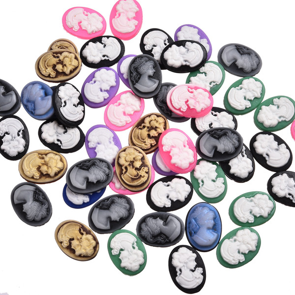 200pcs Fashion Resin Cabochon Scrapbooking Home Christmas Decoration Mixed Girl Oval Embellishment Flatback Scrapbook 18x13mm