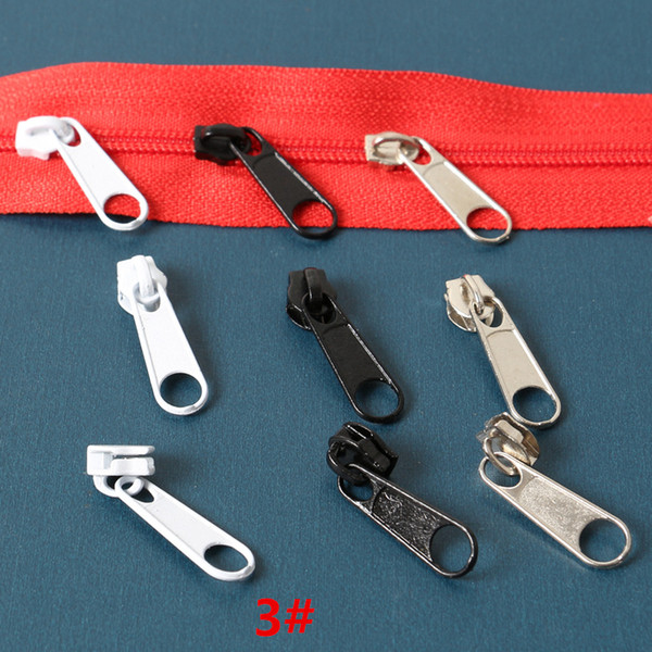 3# Non Lock Zipper Sliders Pulls Wholesale 500pcs/lot Metal Zinc Alloy For Nylon zippers White And Black head