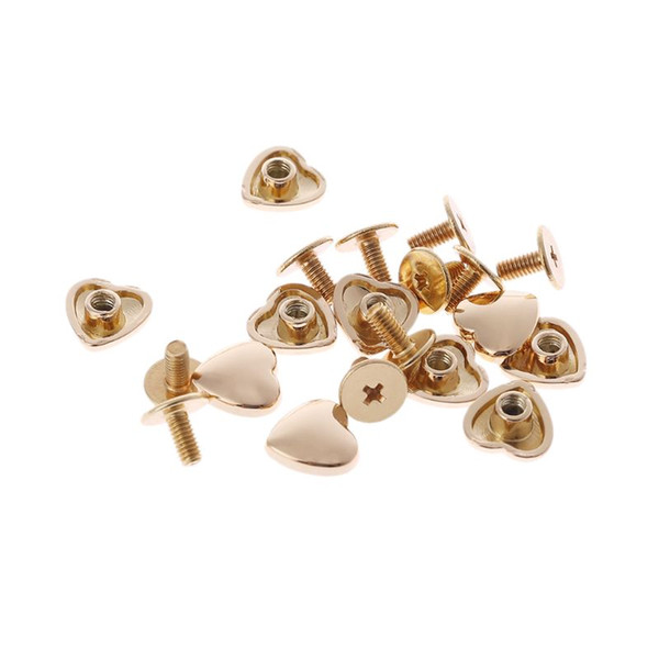 50Pcs Heart Shape Accessories Handbag Shoulder Bags Bottom Studs Rivets Screw