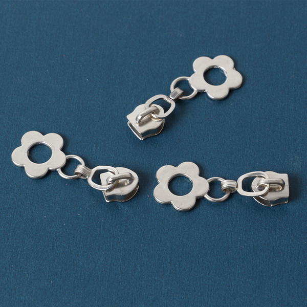 100pcs 5# Nylon Zipper Slider Plating Metal Flower Zipper Puller Repair Kits Coat Wallet Suitcase Accessories Tailor Tool