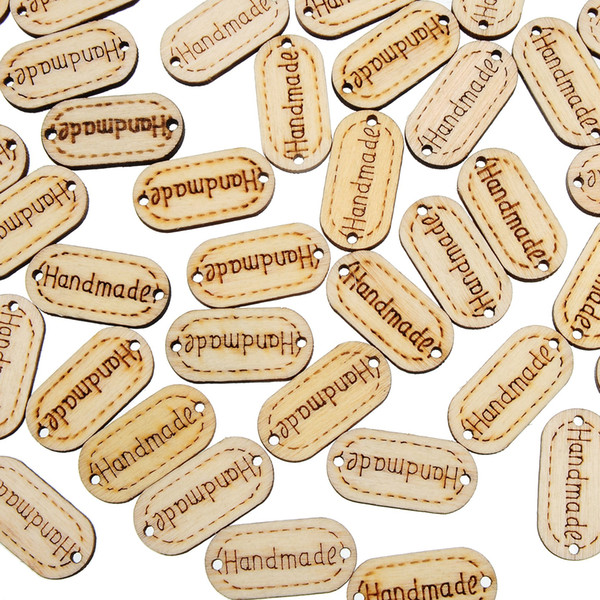 500pcs Wood Buttons 24mm *12mm Oval Badge 