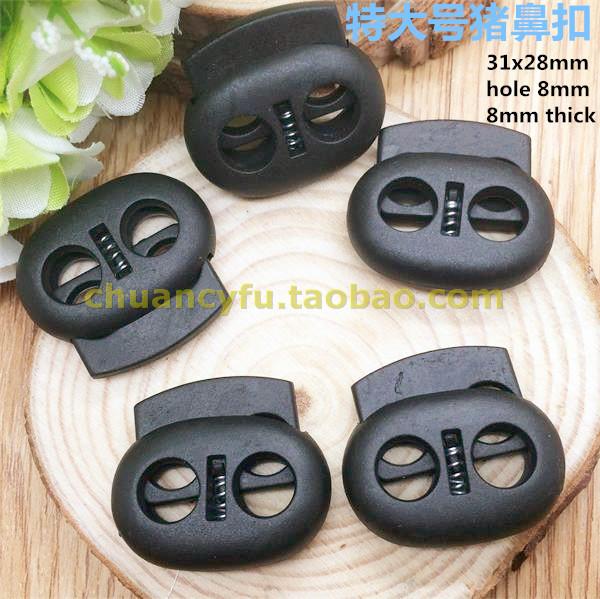 Free shipping100 pcs/lot Black color cord lock cord stopper spring stopper garment/bag accessories