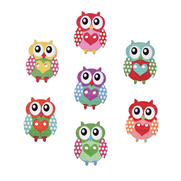 200pcs Buttons Sewing Buttons 2 Holes Wooden Button Sewing Accessories Cartoon Animal Decorative Buttons Scrapbooking 24x18mm