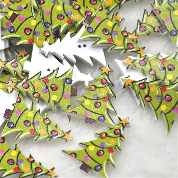 300pcs Merry Christmas Kid's Tree Sewing Wood Buttons Craft WB327