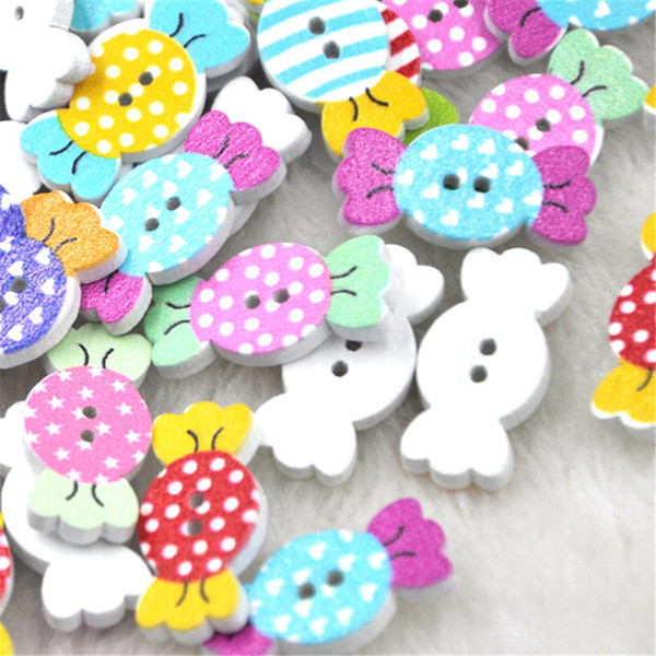New300pcs Wholesale Print Dots Candy Wood Buttons Clothing Sewing WB232
