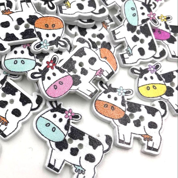 300pc Mix Animals Cows kid's/ Baby Wood Button DIY Craft Sewing WB419
