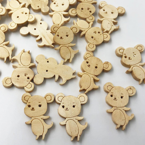 300pcs 18*25mm Mouse decorative wooden buttons sewing seam scrapbooking accessories wood button for clothing Crafts WB584