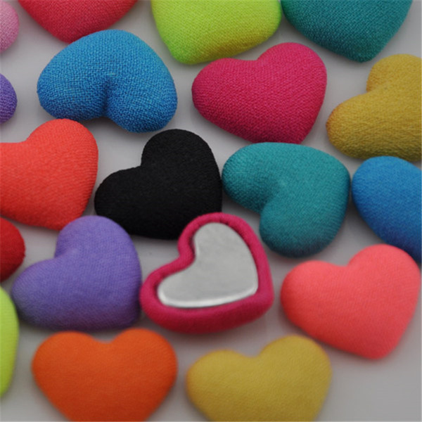 200 pcs Heart chiff fabric covered button with flat back as jewelry accessories CT02