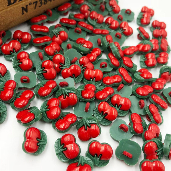 500pcs U pick Red Cherry Plastic Buttons Sewing Button DIY Crafts PT34