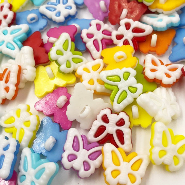 500pcs Plastic Mix Butterfly Buttons Sewing Craft Back Holes PT119
