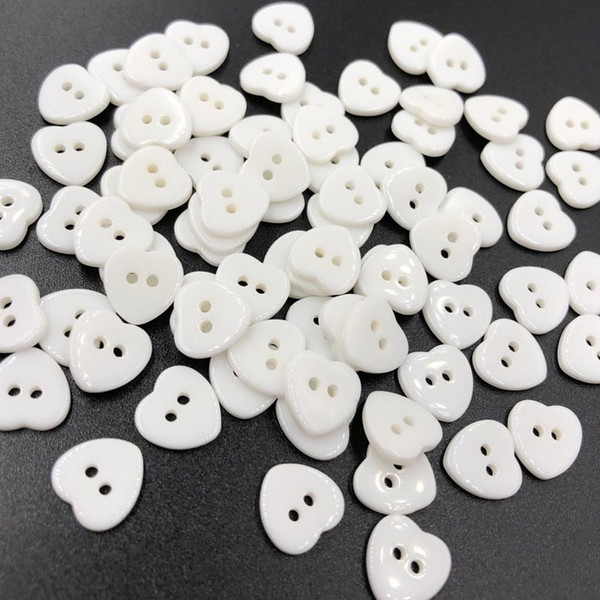 500pcs 12mm Cute Heart Plastic Button Sewing Accessories lots White color PT43