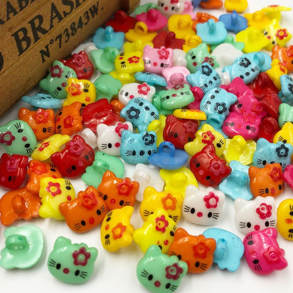 500 pcs Mix 14mm the Plastic Children's clothing Cat Button/Sewing lots Mix PT45