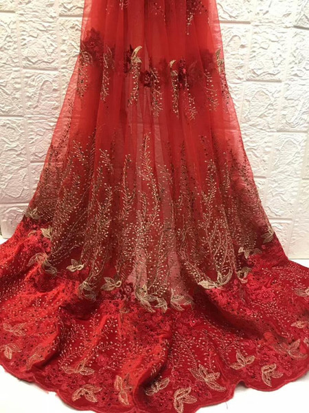 2019 New design sequins lace fabric hgigh quality african lace fabric for party dress fashion guipure fabricZX195