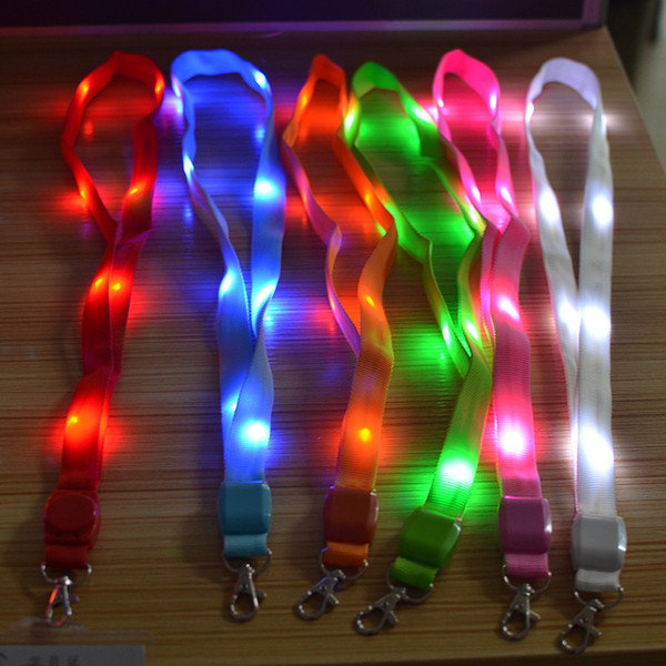 Fashion Nylon Multi-colors Led Flashing Lanyard ID Card Pendant Hanging Cord For Party,Shows and Outdoor Activities Led Lighted toys