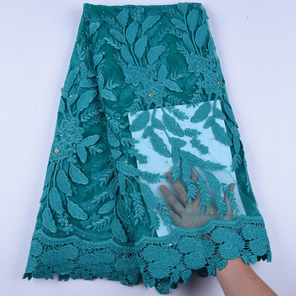 Teal African Lace Fabric 2019 High Quality Lace With Embroidered Nigerian Fabric For Women French Mesh Y1606