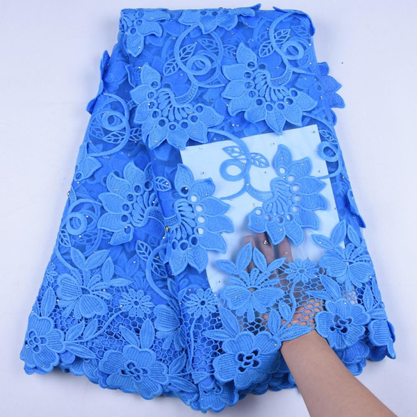 African Net Lace Fabric 3D Applique Milk Silk Lace French Fabric High Quality Nigerian For Wedding Dress A1634