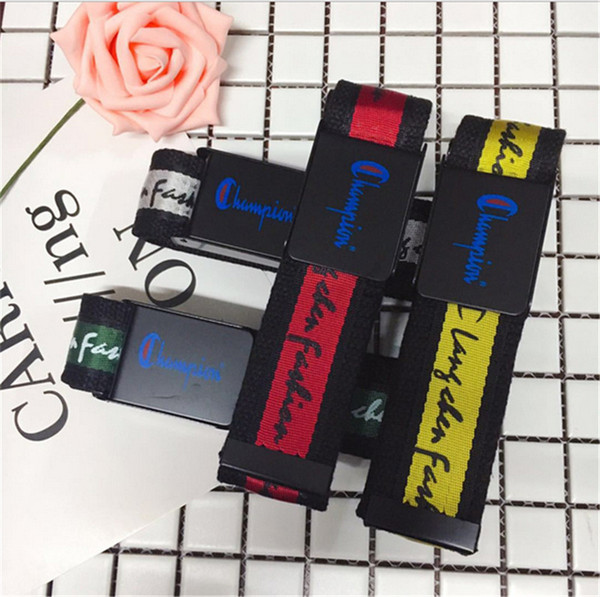 Champion Brand Designer Waistband Unisex Fashion Letters Print Waist Belt Women Men Canvas Trouser Belt Teens Student Cloth Strap Hot B80602